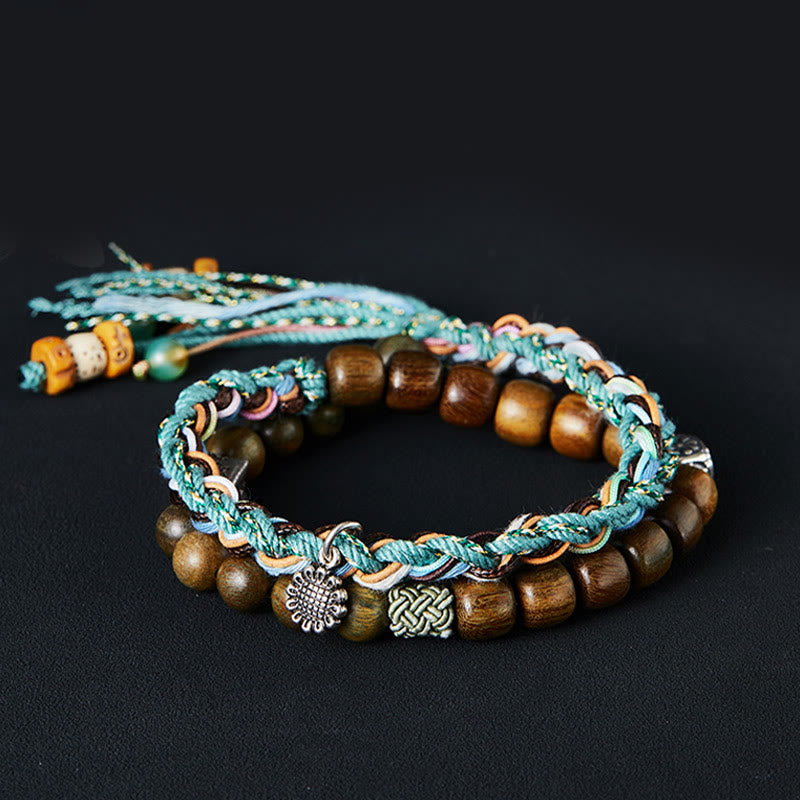 925 Sterling Silver Green Sandalwood Bodhi Seed Handmade Positive Bracelet