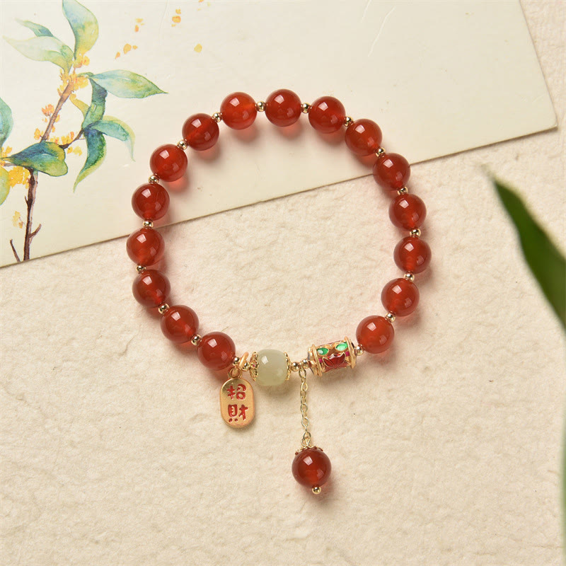 Natural Red Agate Jade Confidence Fortune Blessing Charm Bracelet - Image 15