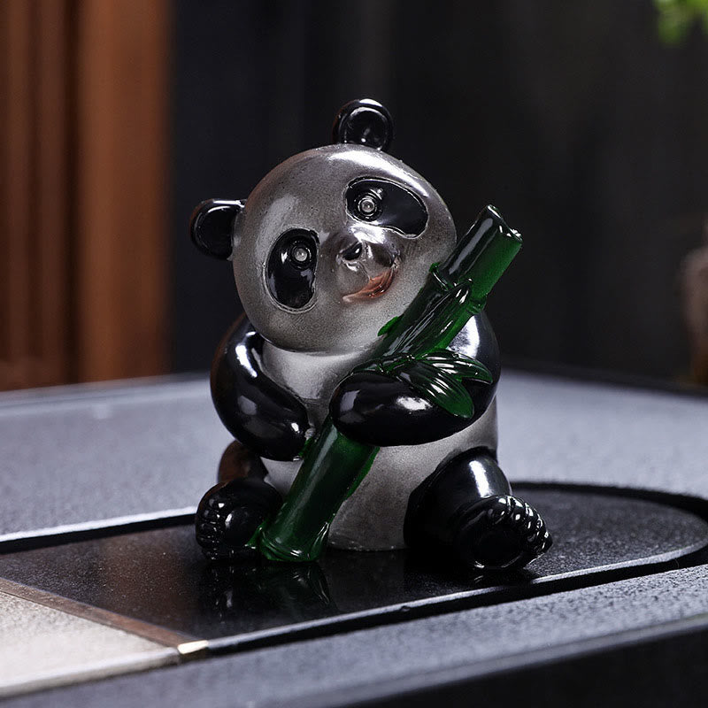 Color Changing Small Cute Panda Bamboo Tea Pet Resin Home Figurine Decoration - Image 3