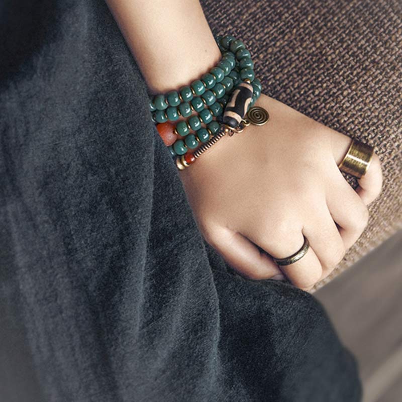 108 Mala Beads Bodhi Seed Dzi Bead Wisdom Bracelet - Image 9