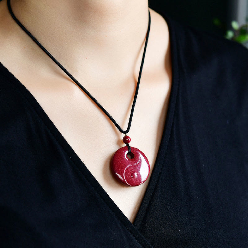 Laughing Buddha Yin Yang Chinese Zodiac Gourd Natural Cinnabar Blessing Necklace Pendant - Image 12