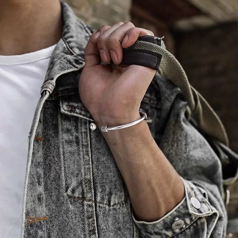 Om Mani Padme Hum Engraved Peace Cuff Bracelet Bangle - Image 4