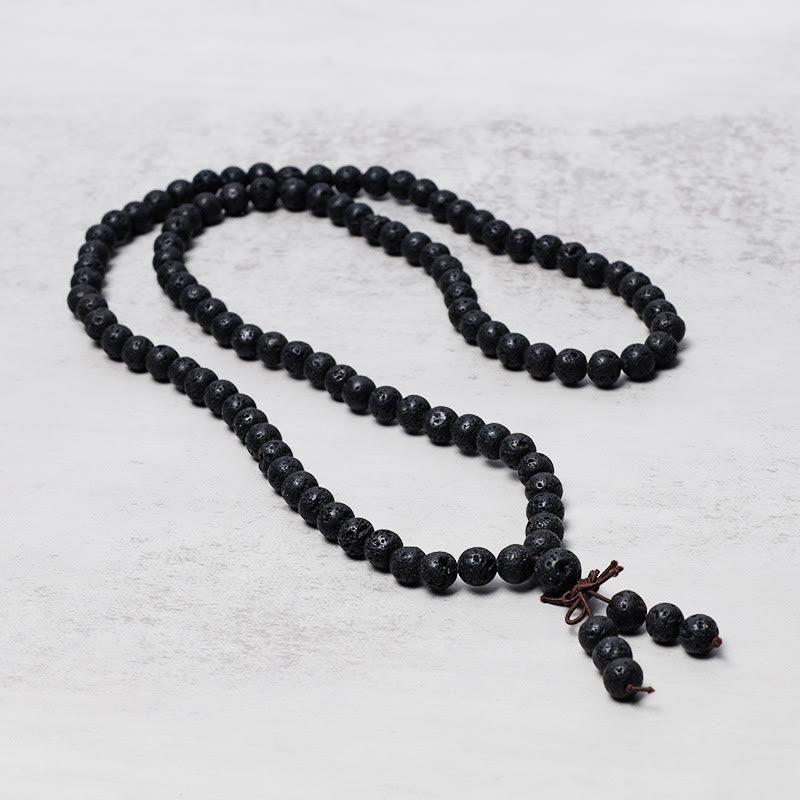 108 Natural Lava Rock Beads Prayer Mala Bracelet Necklace