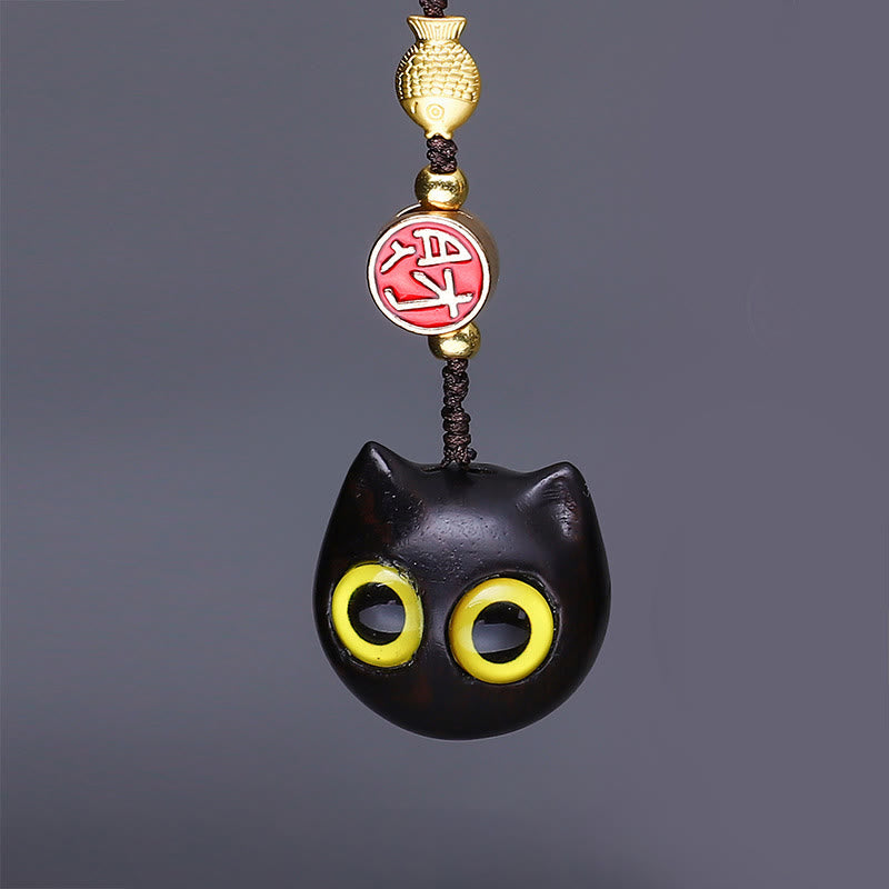 Green Sandalwood Mini Cute Animal Rabbit Cat Deer Whale Prosperity Phone Hanging Decorations - Image 3