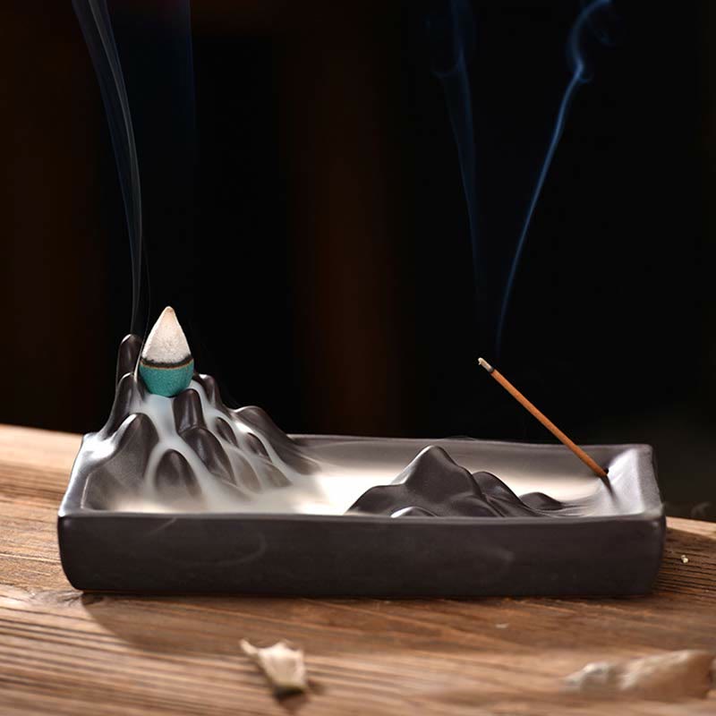 Mountains Flowing Water Ceramic Blessing Backflow Incense Burner - Image 3
