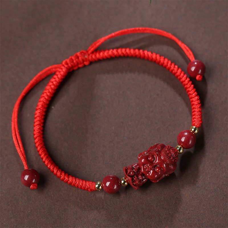 Chinese Zodiac Natal Buddha Cinnabar Amulet Blessing String Bracelet - Image 6
