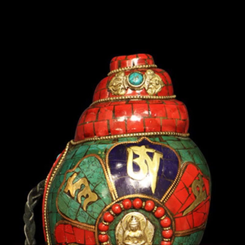 Tibetan Handmade Shankha Om Mani Padme Hum Buddha Conch Shell Lucky Decoration - Image 10