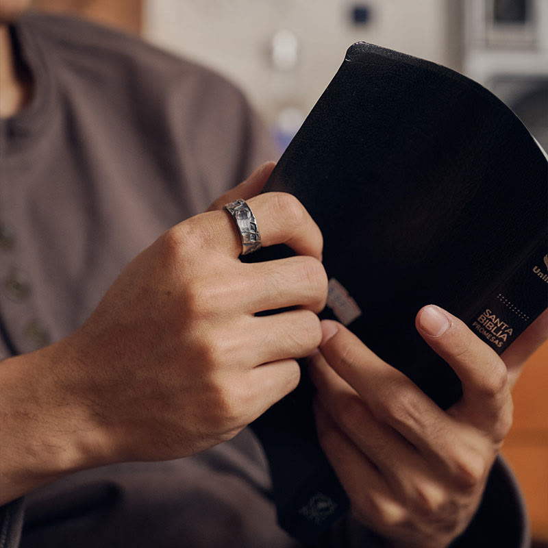 999 Sterling Silver Skeleton Pattern Handmade Blessing Ring - Image 10