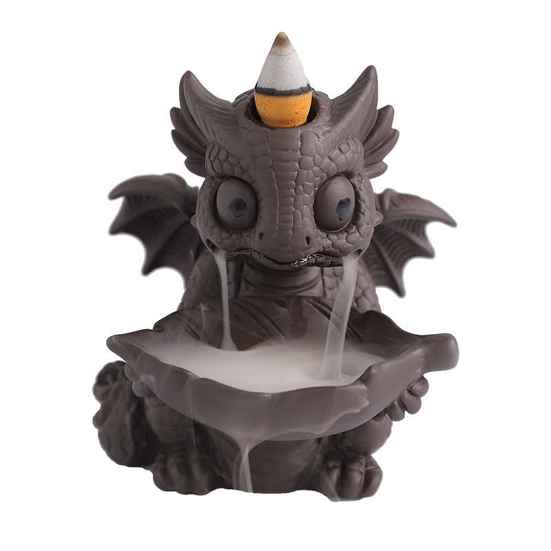 Lovely Dinosaur Purple Clay Backflow Smoke Fountain Healing Incense Burner Decoration - Image 10