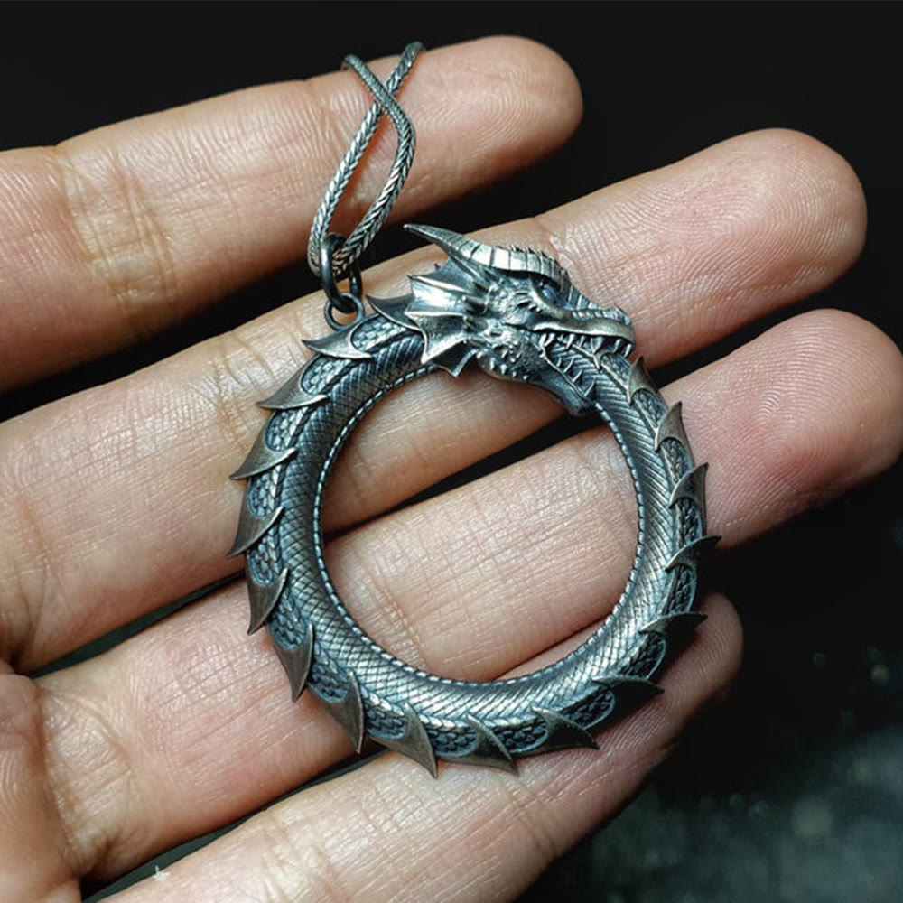 Pure Tin Dragon Snake Protection Necklace Pendant - Image 3
