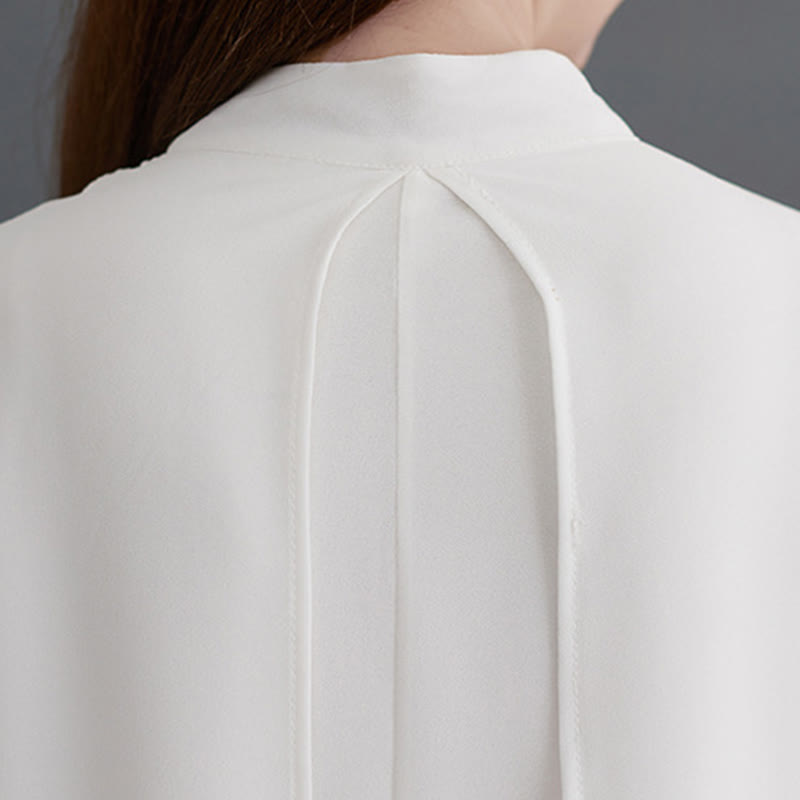 2Pcs Frog-Button Long Sleeve Midi Dress Wide Leg Pants Chiffon Zen Women's Set - Image 12