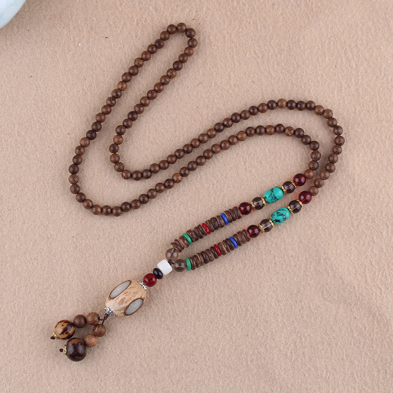 Tibetan Wenge Wood Bodhi Seed Agate Elephant Protection Necklace Pendant - Image 14