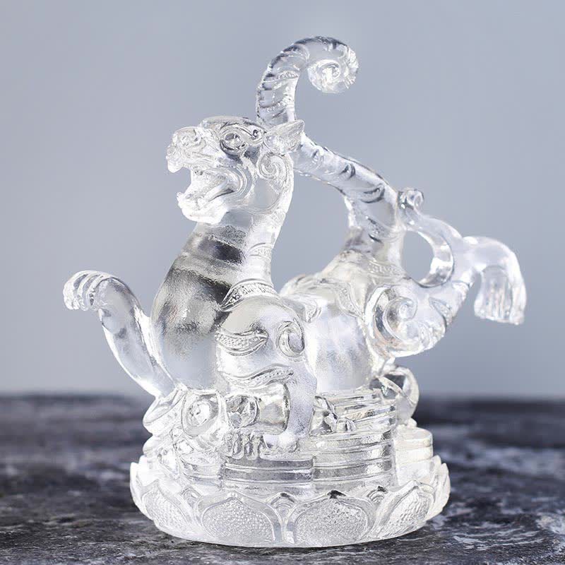 Feng Shui Four Symbols Azure Dragon Handmade Liuli Crystal Art Piece Home Office Decoration - Image 6