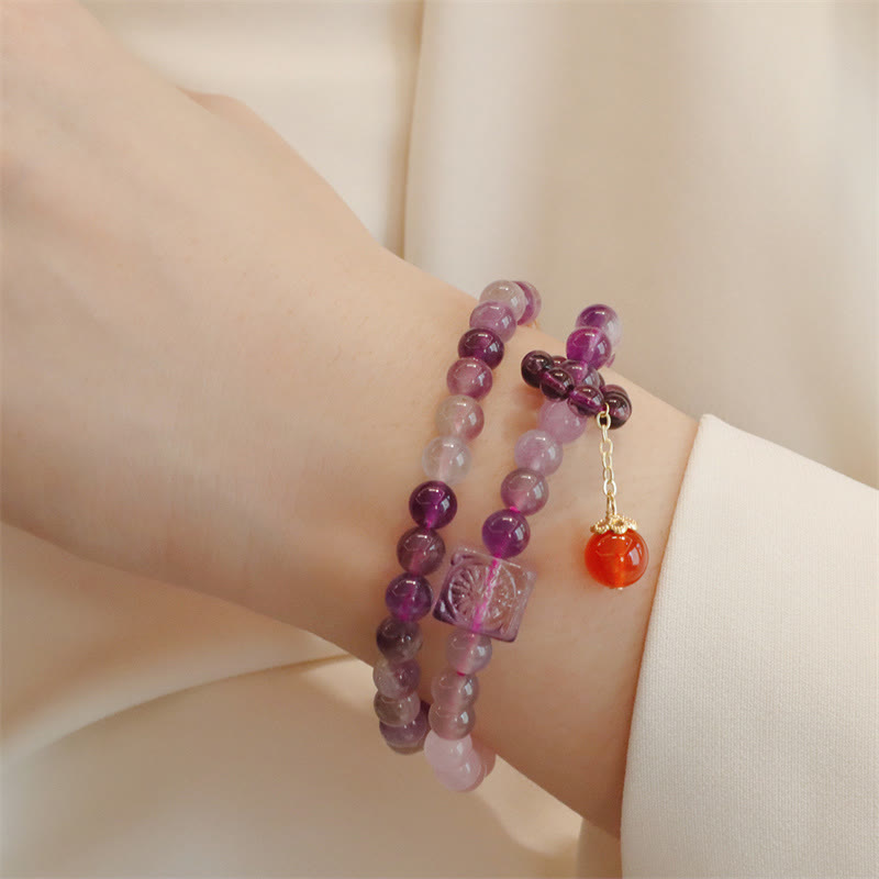 Natural Amethyst Citrine Positive Transformation Double Wrap Bracelet - Image 5