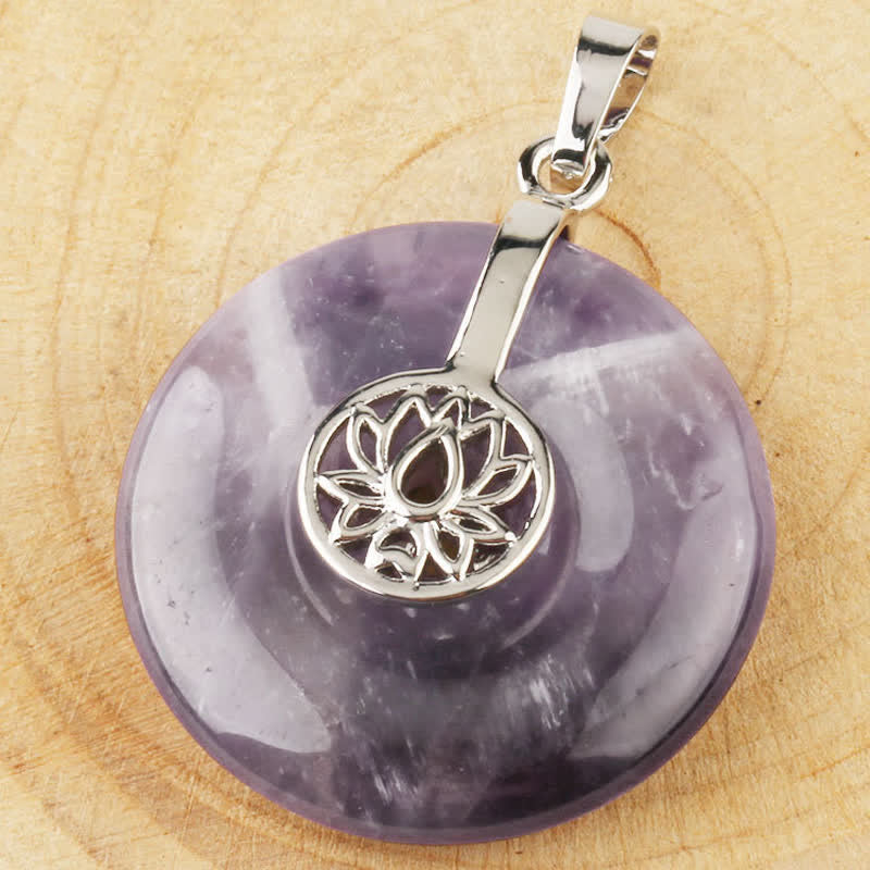 Various Crystal Amethyst Pink Crystal Lotus Healing Necklace Pendant - Image 7