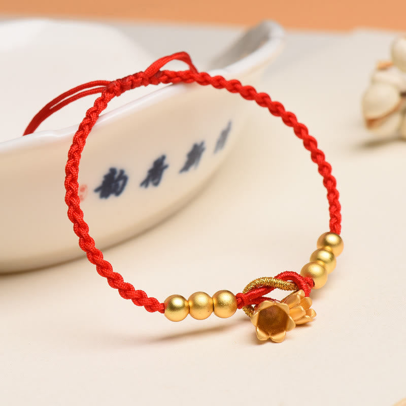 Handcrafted Lily Of The Valley Flower Charm Design Luck Protection Braided Bracelet - Image 3