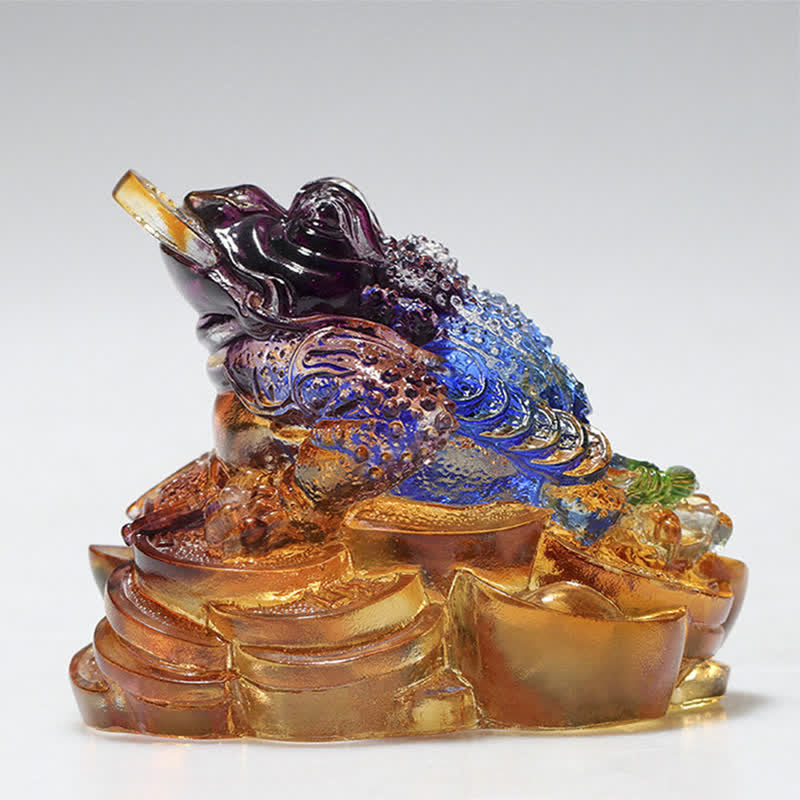 Feng Shui Frog Handmade Liuli Crystal Art Piece Wealth Home Office Decoration - Image 6