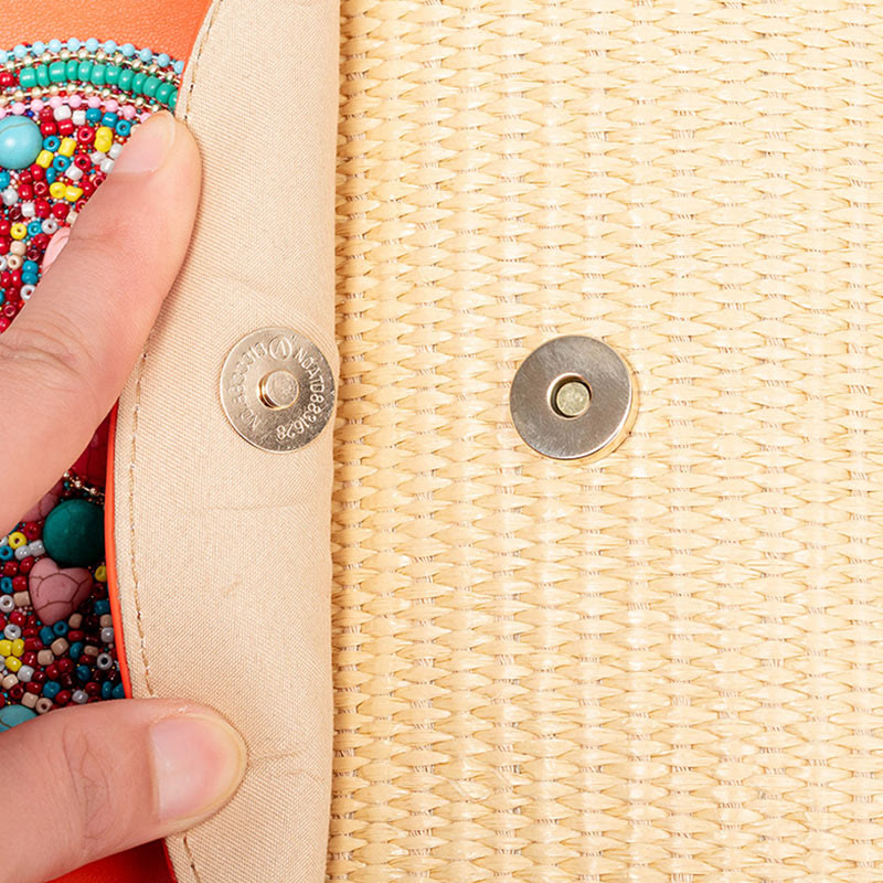 Hamsa Elephant Flower Straw Woven Crossbody Bag Shoulder Bag Handbag - Image 4