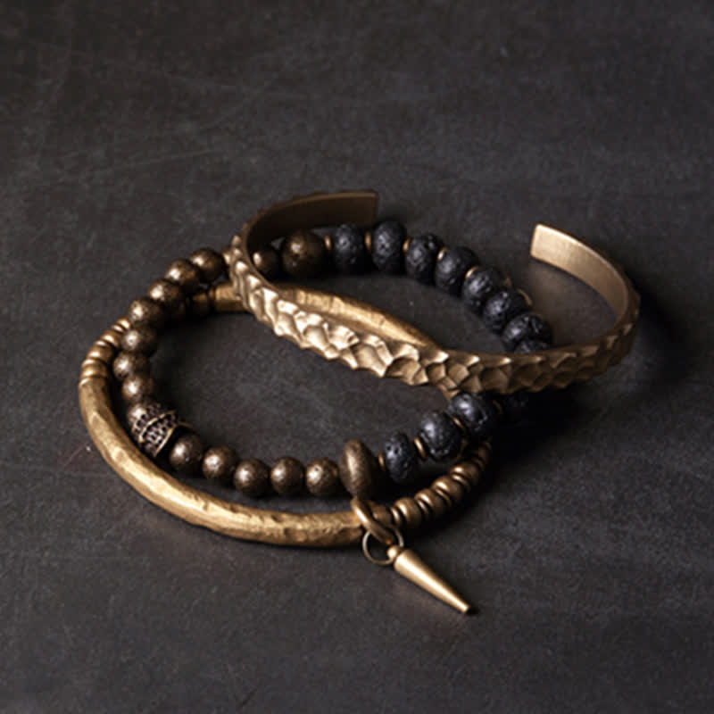 Lava Rock Stone Copper Balance Cuff Bracelet Bangle - Image 19