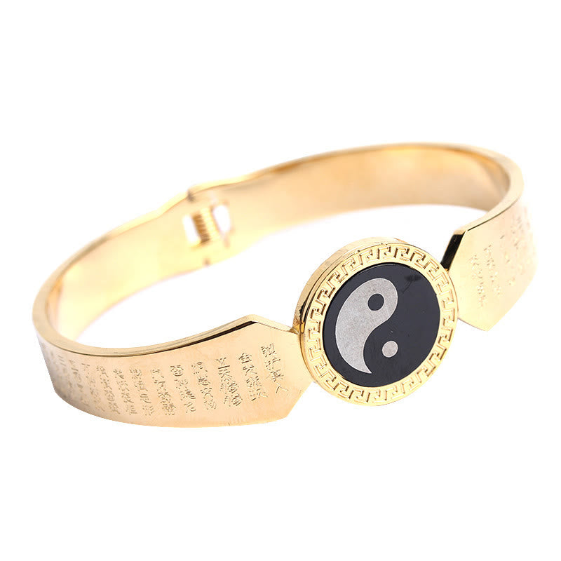 Yin Yang Lotus Om Mani Padme Hum Mantra Titanium Steel Harmony Bracelet Bangle - Image 10