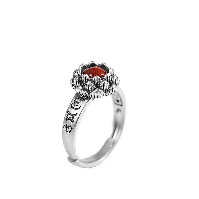 925 Sterling Silver Lotus Red Agate Confidence Blessing Ring (Extra 30% Off | USE CODE: FS30) - Image 12