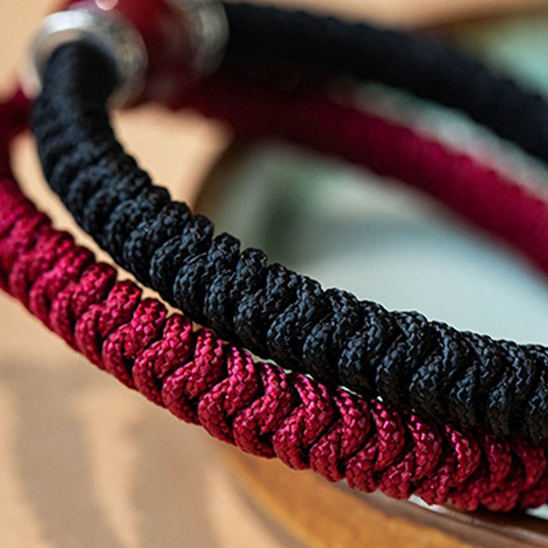 925 Sterling Silver Natural Cinnabar Bead Calm Handmade Braided String Bracelet - Image 16