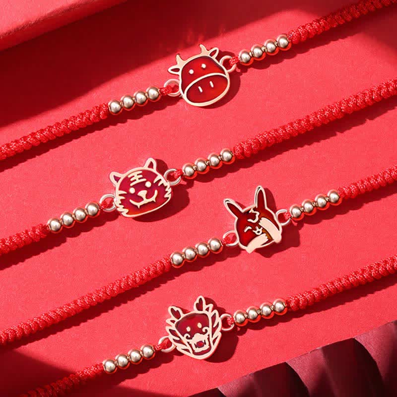 925 Sterling Silver Chinese Zodiac Luck Faith Discolor Red String Bracelet - Image 21