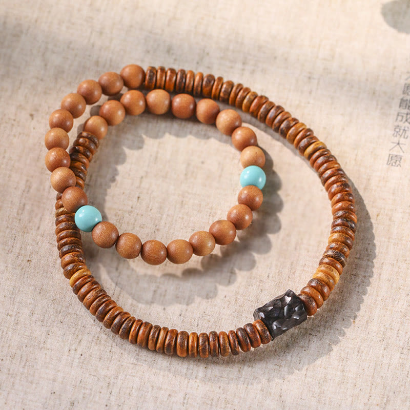 Sandalwood Turquoise Protection Double Wrap Bracelet - Image 3