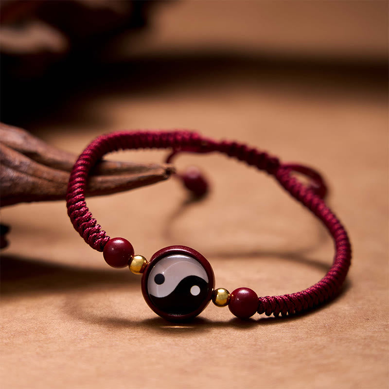 Lucky Cinnabar Red String Yin Yang Symbol Bagua Blessing Bracelet - Image 3