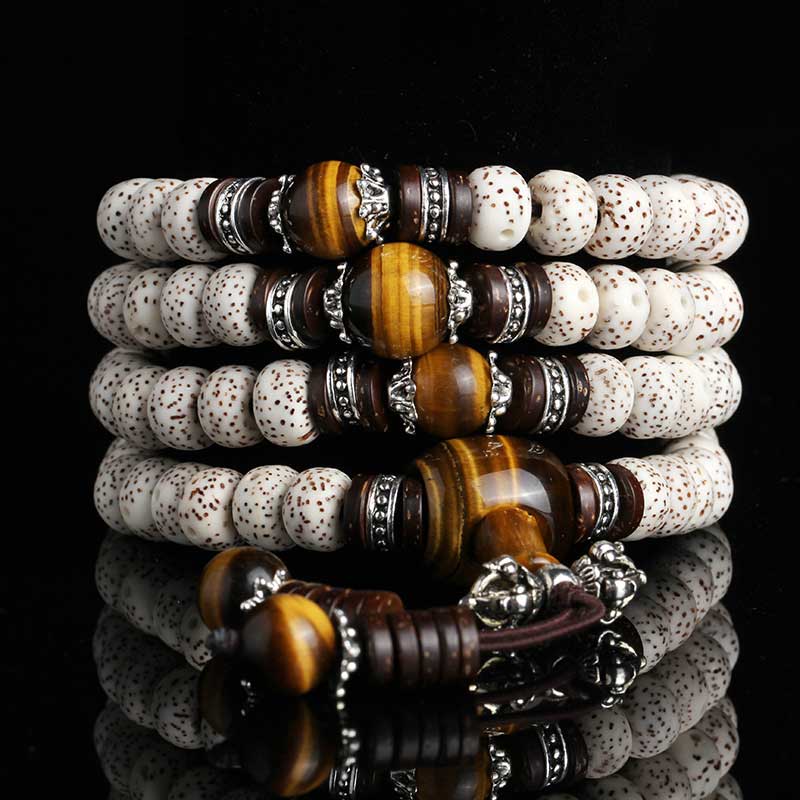 Handmade Tibetan Tiger Eye Bodhi Seed Peace Bracelet - Image 3