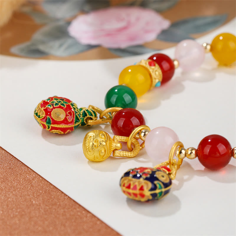 Gold Swallowing Beast Family Various Agate Crystal Success Bracelet - Image 5