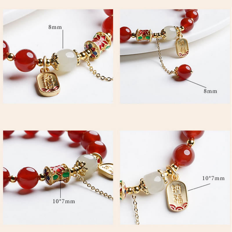 Natural Red Agate Hetian Jade Fu Character Confidence Charm Bracelet (Extra 30% Off | USE CODE: FS30) - Image 13