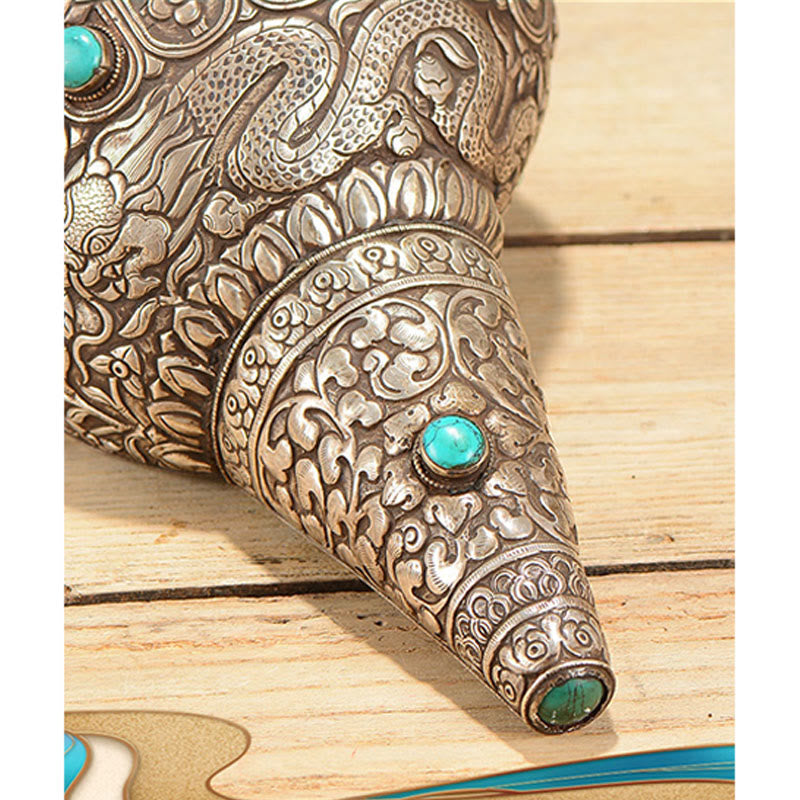 Tibetan Handmade Natural Shankha Engraved Eight Auspicious Symbols Conch Shell Lucky Home Decoration - Image 10