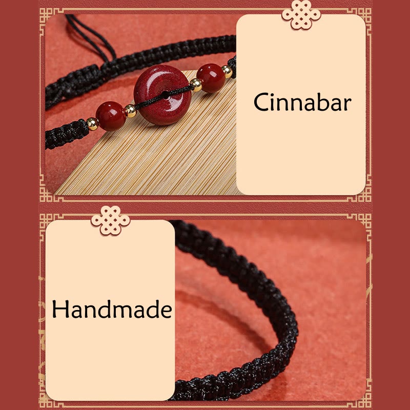 Natural Cinnabar Peace Buckle Blessing String Bracelet - Image 13