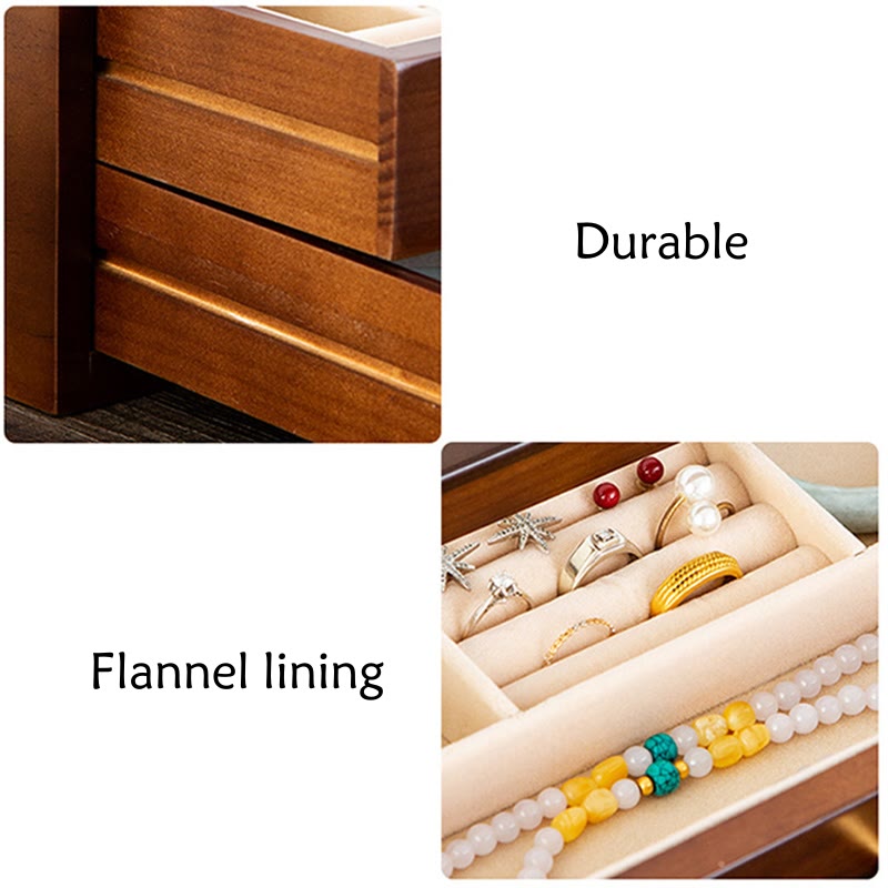 Retro Solid Wood Jewelry Box Jewelry Storage Box With Drawer - Image 25