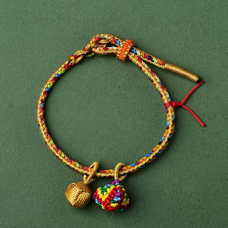 Colorful Rope Luck Handmade Zongzi Golden Ball Charm Bracelet - Image 6