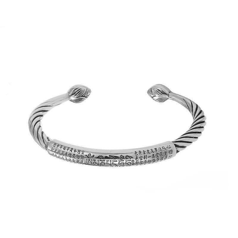 Tibetan Om Mani Padme Hum Heart Sutra Purity Cuff Bracelet - Image 13