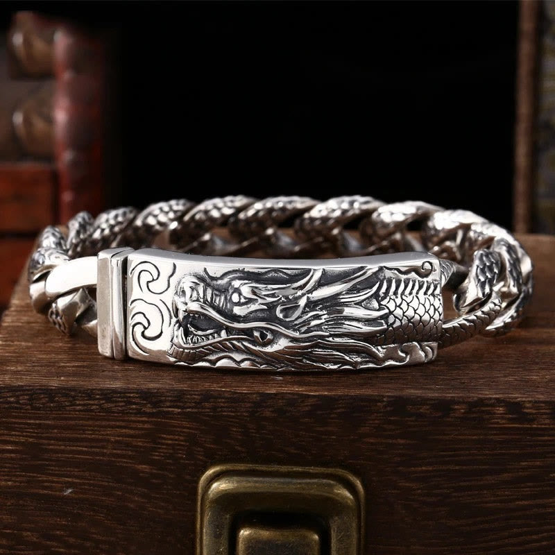 Retro Dragon Scale Pattern Engraved Protection Bracelet