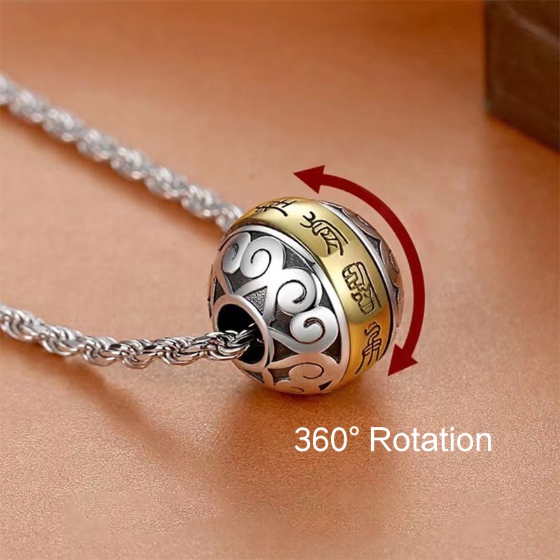 Taoist Nine-Character Mantra Engraved Amulet Balance Necklace Rotatable Pendant - Image 4
