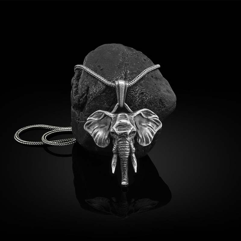 Elephant Pewter Titanium Steel Strength Necklace Pendant - Image 7