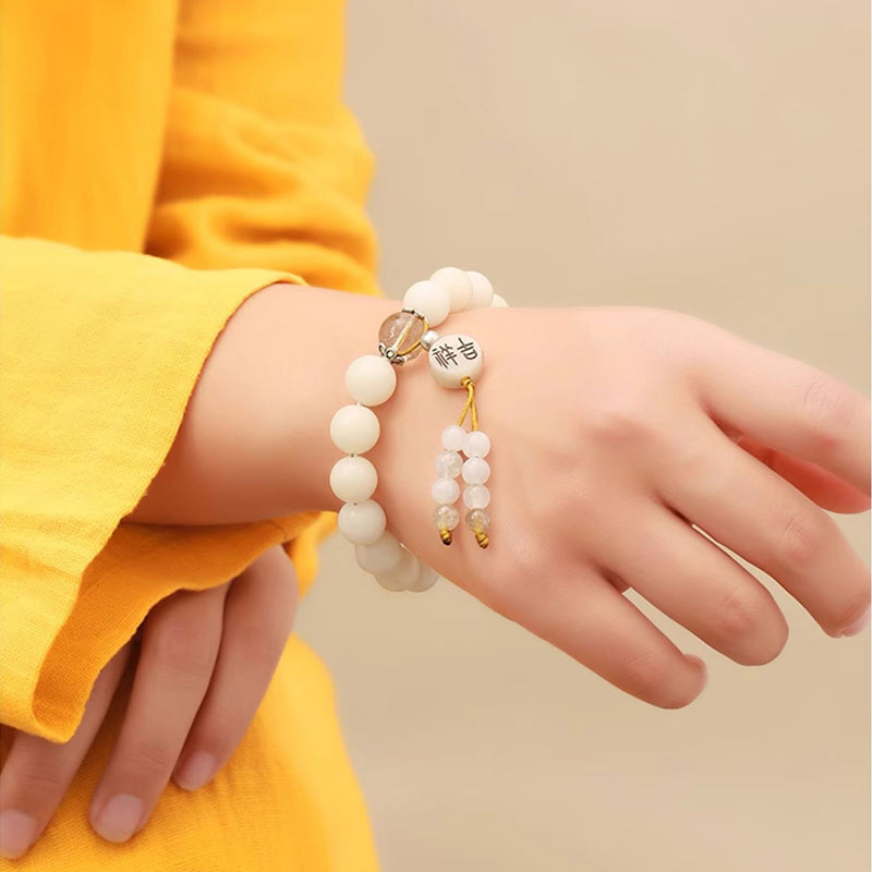 Bodhi Seed Red Agate Black Obsidian Pink Crystal Rutilated Quartz Peace Wrist Mala Bracelet - Image 12