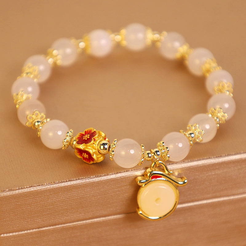 Year of the Dragon White Agate Green Aventurine Peace Buckle Luck Bracelet (Extra 30% Off | USE CODE: FS30) - Image 5