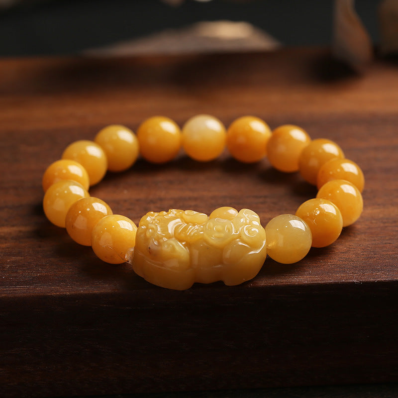 Golden Silk Jade Pixiu Wealth Bracelet