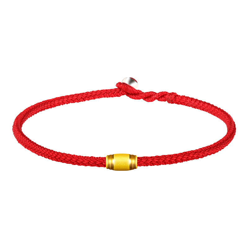 999 Gold Lucky Bead Eight Thread Peace Knot Red Rope Bracelet - Image 6