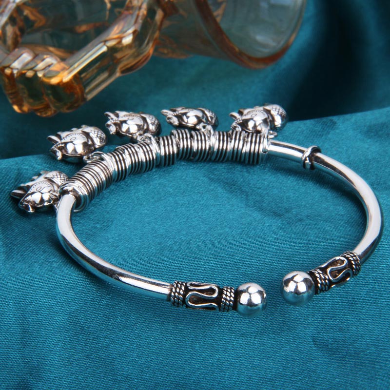 925 Sterling Silver Elephant Strength Bracelet Bangle - Image 10