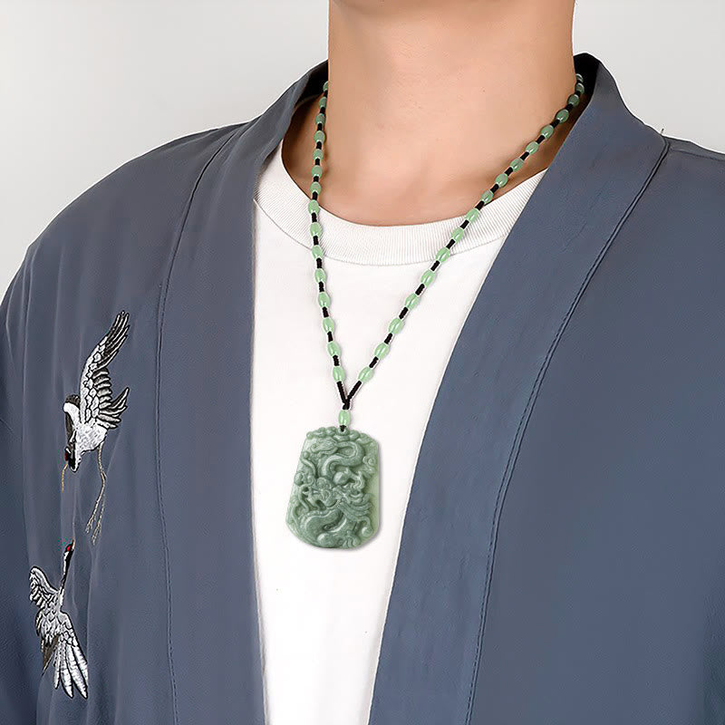 Year Of The Dragon Chinese Zodiac Dragon Soaring Jade Protection Bead Chain Necklace Pendant - Image 9