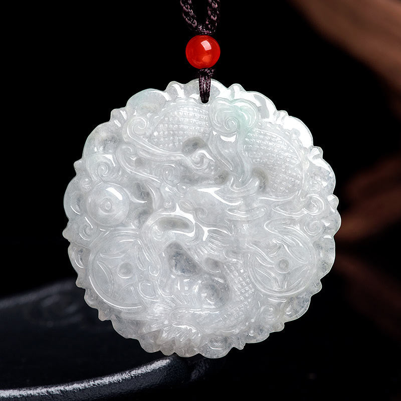 White Jade Dragon Protection Necklace String Pendant - Image 6
