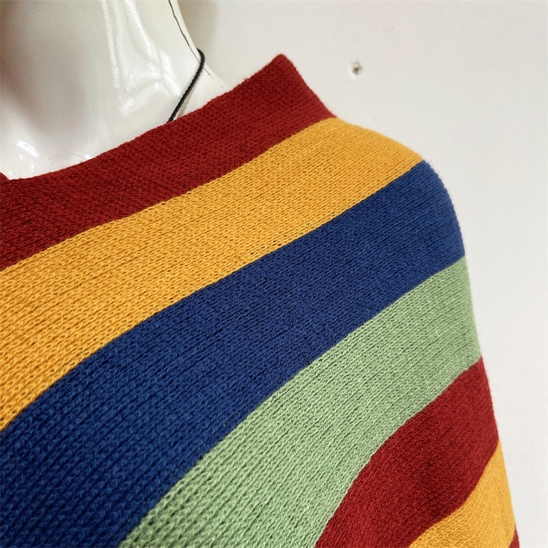 Tibetan Colorful Striped Design Shawl Tassels Pullover Winter Cozy Travel Scarf Wrap - Image 18