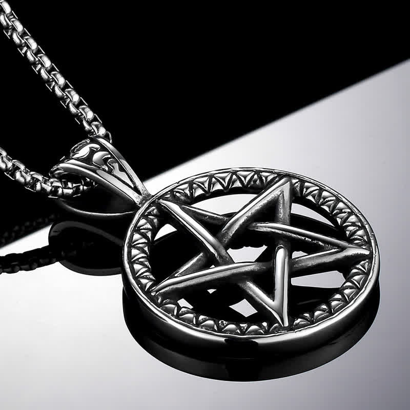Pentagram Titanium Steel Balance Necklace Pendant - Image 5