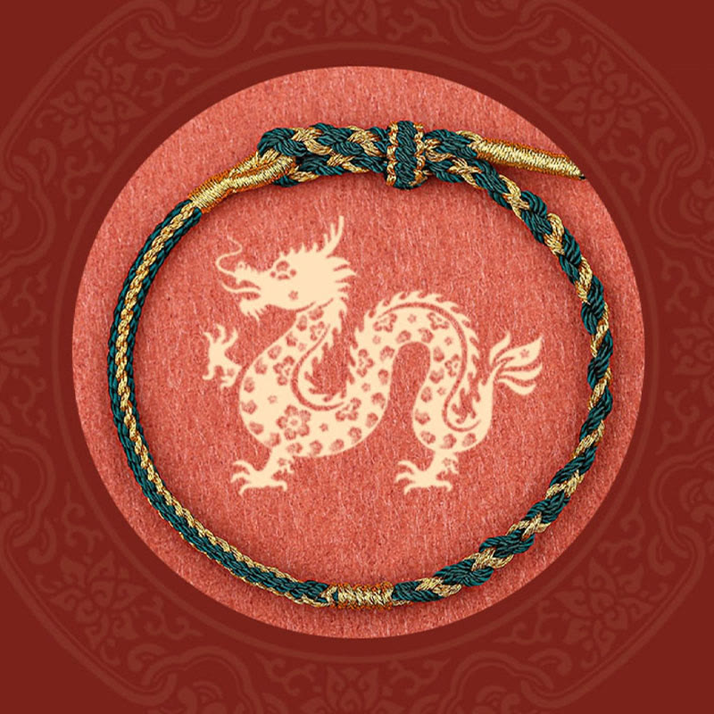 Handmade Chinese Zodiac Rabbit Rooster Rat Horse Dragon Protection Braid String Bracelet - Image 14